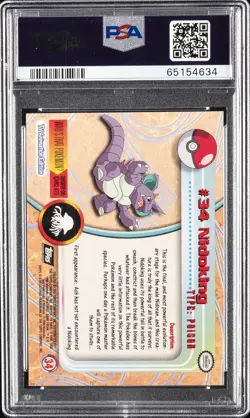 1999 TOPPS POKEMON TV FOIL #34 NIDOKING PSA 10 - Image 2