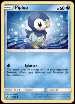 Pokemon - Piplup (31) #31/156 - SM - Ultra Prism Common - Image 1