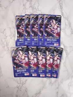 10 x One Piece OP14 - THE AZURE SEA’S SEVEN - Sleeved Blister Booster Packs Lot - Image 2