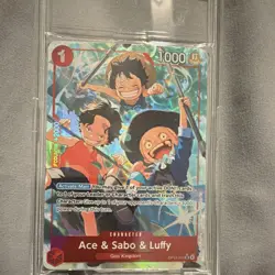 Namco One Piece CCG Ace & Sabo & Luffy OP13-007 Foil Alternate Art Super Rare 1. - Image 1