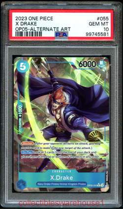 One Piece Awakening Of The New Era X.Drake Alternate Art 055 PSA 10 - Image 1