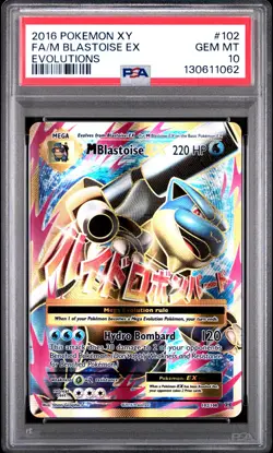 Pokemon M Blastoise EX Full Art 102/108 XY Evolutions #102 Mega GEM MINT PSA 10 - Image 1