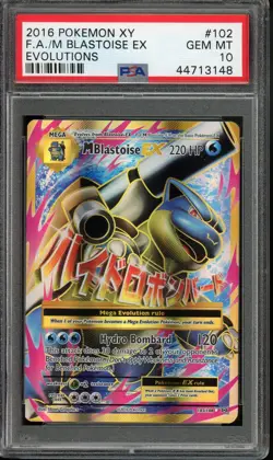 2016 Pokemon M Blastoise EX Full Art 102/108 XY Evolutions #102 PSA 10 Gem Mint - Image 1