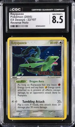 2005 POKEMON EX DEOXYS REVERSE HOLO #22 RAYQUAZA CGC 8.5 - Image 1