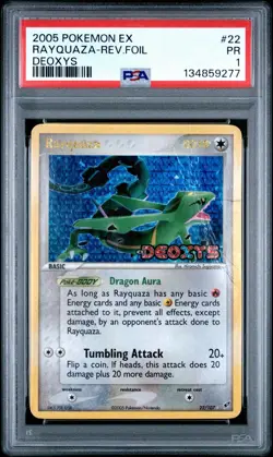 PSA 1 Rayquaza Reverse Holo Foil #22 EX Deoxys Stamped 2005 Pokemon PR - Image 1