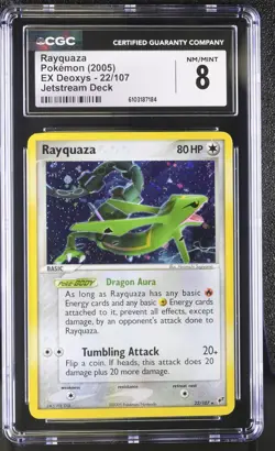 2005 POKEMON EX DEOXYS RAYQUAZA #22/107 JETSTREAM DECK PROMO COSMOS HOLO CGC 8 - Image 1