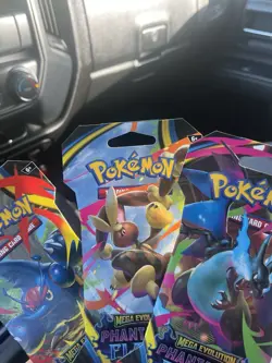 Phantasmal Flames Pokemon Lot Of 3 TCG Sleeved TTC Booster Packs New Sealed - Image 1