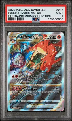 Pokemon TCG Charizard VSTAR SWSH262 Black Star Promo PSA MT 9 - Image 1