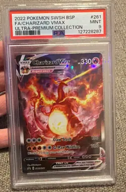 Pokemon TCG Charizard VMAX SWSH261 Black Star Promo Card Charizard UPC PSA 9 - Image 1