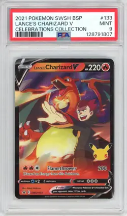 Lance's Charizard V SWSH133 Black Star Promo Celebrations 2021 Pokemon TCG PSA 9 - Image 1