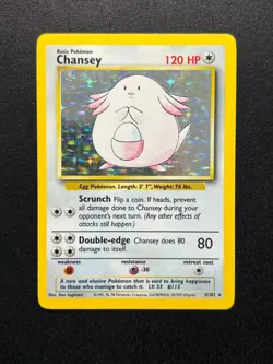 Chansey 3/102 Pokemon Card TCG Base Set Unlimited Holo Rare / Lightly played - Image 1