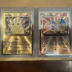 Pikachu #58, Charizard Gold #4/102, NM Celebrations Promo Metal Pokemon Card - Image 1