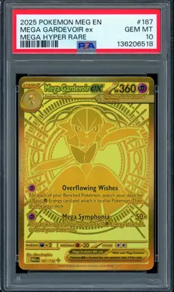 PSA 10 GEM MINT Mega Gardevoir ex 187/132 MEG EN Hyper Rare GOLD Pokemon Card - Image 1