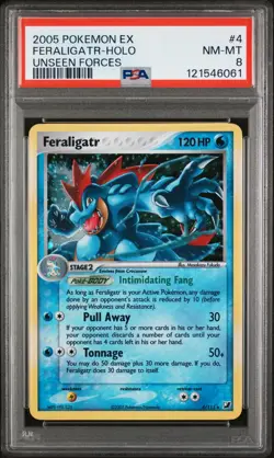 2005 Pokemon Ex Unseen Forces Holo Feraligatr-Reverse Foil #4 /115 PSA 8 - Image 1