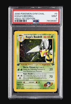 PSA 9 Koga's Beedrill Holo Pokemon Card 1st Edition Gym Challenge 9/132 - Image 1
