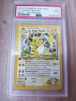 2000 Pokemon Gym Challenge LT. Surge's Raichu Holo 1st Edition PSA 9 Mint - Image 1