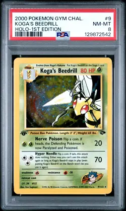 2000 Pokemon Gym Challenge Holo-1st Edition Koga'S Beedrill 8 PSA #9 - Image 1
