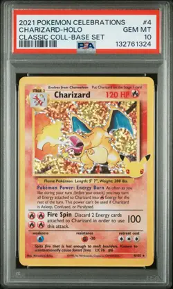 Pokemon 2021 Celebrations Classic Charizard Holo PSA 10 Gem Mint 4/102 - Image 1