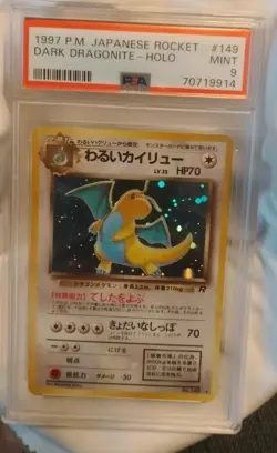 1997 Pocket Monsters Pokemon Team Rocket Dark Dragonite Holo #149 PSA 9 - Image 1