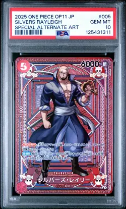 2025 ONE PIECE JPN OP11-A FIST OF DIVINE SPEED #005 SILVERS RAYLEIGH PSA 10 - Image 1