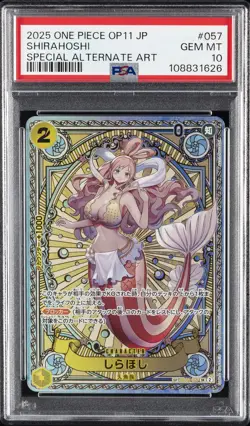 2025 ONE PIECE JPN OP11-A FIST OF DIVINE SPEED #057 SHIRAHOSHI PSA 10 - Image 1
