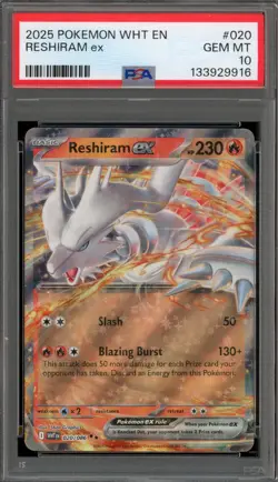 Pokemon Reshiram ex White Flare Double Rare #020 PSA 10 Gem Mint - Image 1
