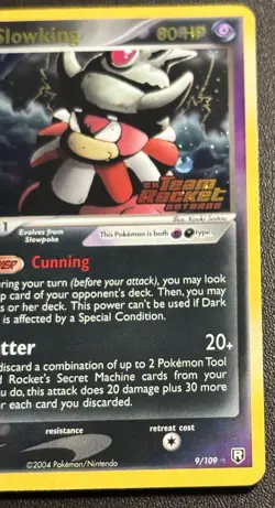 Pokemon Dark Slowking 9/109 Reverse Holo Team Rocket Returns LP Condition - Image 4