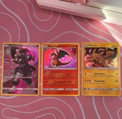 Pokemon TCG Armored Mewtwo SM228 & Charizard SM226 & Pikachu SM227 Holo Set - Image 1