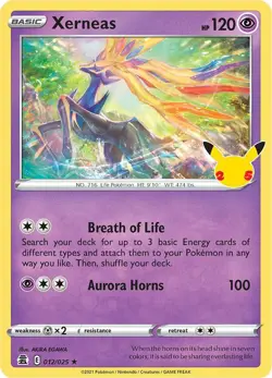Pokemon TCG Xerneas 012/025 25th Anniversary Celebrations Holo Rare NM/M - Image 1