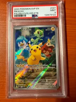 2023 POKEMON SVP EN-SV PALDEA EVOLVED ETB PROMO #027 PIKACHU PSA 9 - Image 1