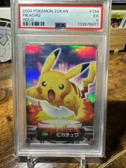 2004 Pokemon JPN Advanced Generation Zukancard #134 Pikachu Holo PSA 5 - Image 1