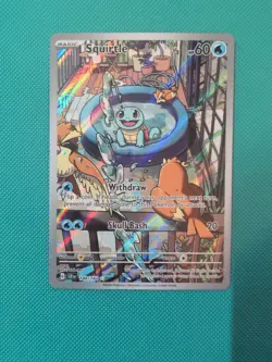 Pokemon TCG Stellar Crown Squirtle Card 148/142 Illustration Rare NM - Image 1