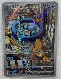 Pokemon TCG Stellar Crown Squirtle Card 148/142 Illustration Rare - Image 1