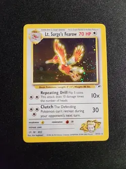 Pokemon TCG Lt. Surge's Fearow Gym Heroes 7/132 Holo Unlimited Holo Rare Swirl - Image 1