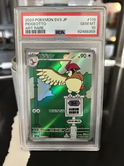 PSA 10 Pidgeotto 119/108 AR Art Rare Ruler of the Black Flame sv3 Pokemon Card - Image 1