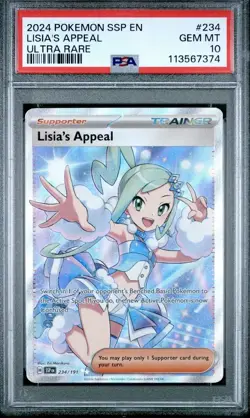 PSA 10 GEM 2024 POKEMON SSP EN SURGING SPARKS LISIA'S APPEAL 234/191 ULTRA RARE! - Image 1