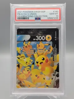 2021 POKEMON SWSH BLACK STAR PROMO CELEBRATIONS COLL #140 PIKACHU V-UNION PSA 10 - Image 1