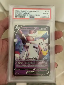 2021 POKEMON SWSH BLACK STAR PROMO CELEBRATIONS COLL #134 DARK SYLVEON V PSA 10 - Image 1