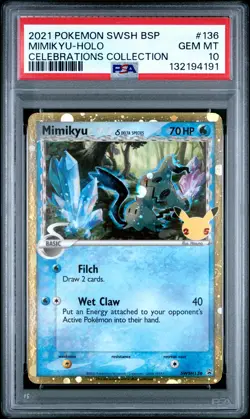 2021 POKEMON SWSH BLACK STAR PROMO CELEBRATIONS COLL #136 MIMIKYU-HOLO PSA 10 - Image 1