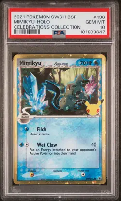2021 POKEMON SWSH BLACK STAR PROMO CELEBRATIONS COLL #136 MIMIKYU-HOLO PSA 10 - Image 1