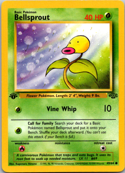 1st Edition Bellsprout Non-Holo WOTC Pokemon Card 49/64 Jungle Set LP - NM - Image 1