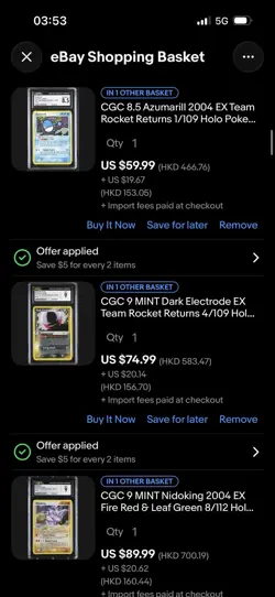 Pokemon Cards Collection Reserved 11 CGC Graded Rocket Returns FRLG EX Cards - Image 2