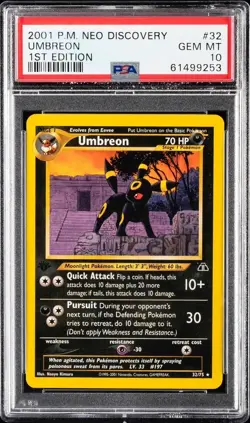 POP 94 - 2001 POKEMON NEO DISCOVERY | 1ST EDITION UMBREON #32 GEM MT PSA 10 - Image 2
