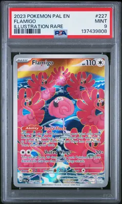 2023 POKEMON PAL EN-PALDEA EVOLVED ILLUSTRATION RARE #227 FLAMIGO PSA 9 - Image 1