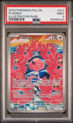 PSA 9 Flamigo 227 Illustration Rare 2023 Pokemon Pal En-Paldea Evolved - Image 1