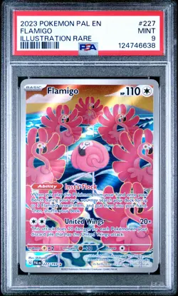 2023 POKEMON PAL EN-PALDEA EVOLVED ILLUSTRATION RARE #227 FLAMIGO PSA 9 - Image 1