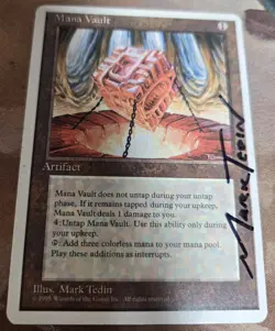 MANA VAULT Non-foil MARK TEDIN ARTIST SIGNED Auto MTG Signature 4th ED LP - Image 1
