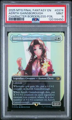 2025 MTG FINAL FANTASY CHARACTER BORDERLESS-FOIL #0374 AERITH GAINSBOROUGH PSA 9 - Image 1