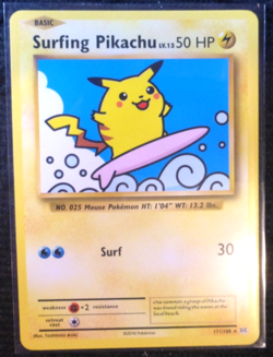 2016 Pokemon XY Evolutions Secret Rare #111/108- SURFING PIKACHU - Image 1