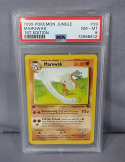 MAROWAK Pokemon 1999 Jungle Set 39/64 1st Edition Card PSA Graded 8 NM/Mint - Image 1